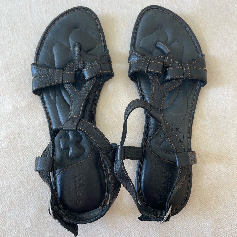 Born black flat sandals size 8.